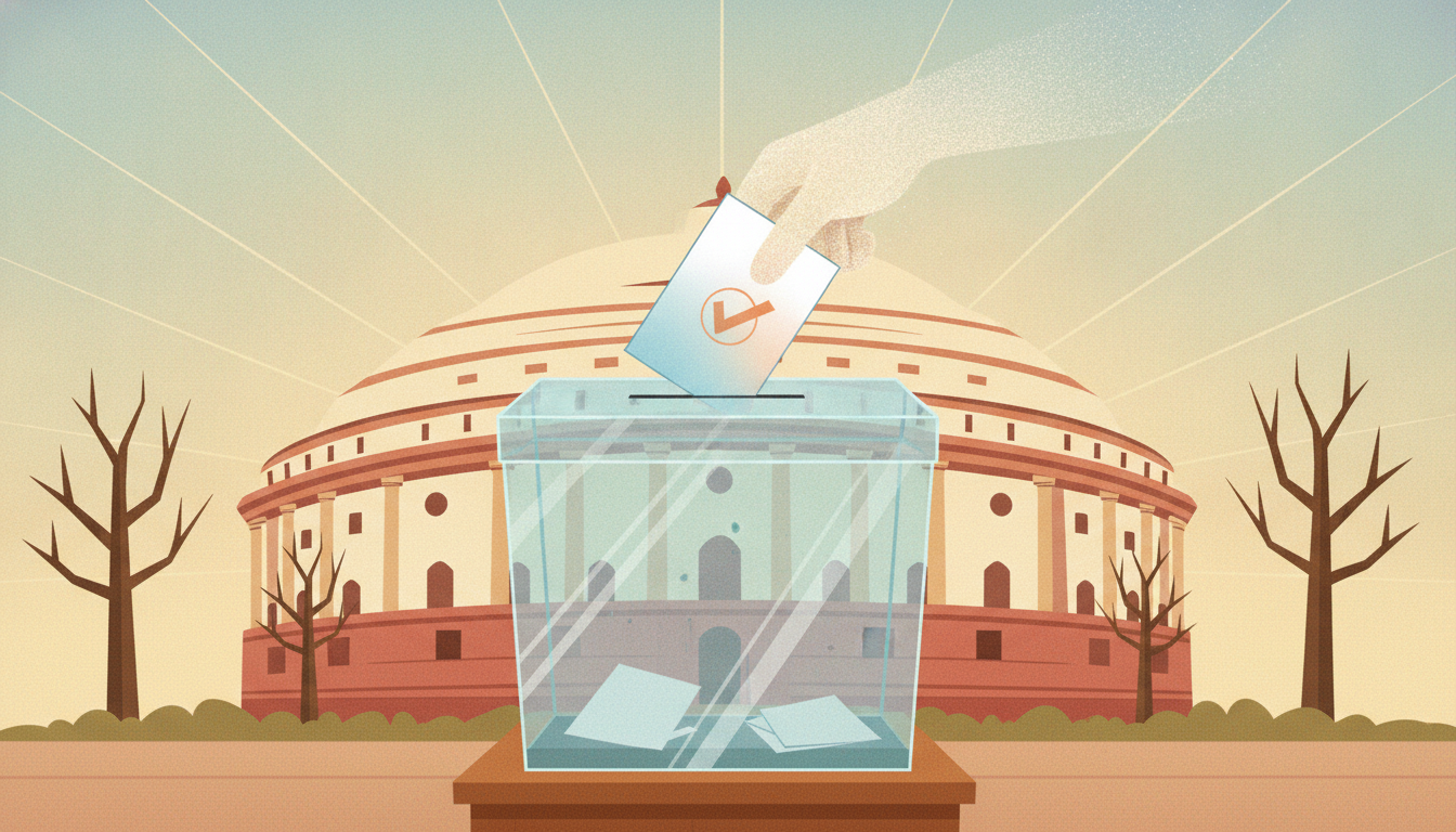 Editorial illustration for: Hardeep Singh Puri Nominated for Rajya Sabha By-Election in Madhya Pradesh