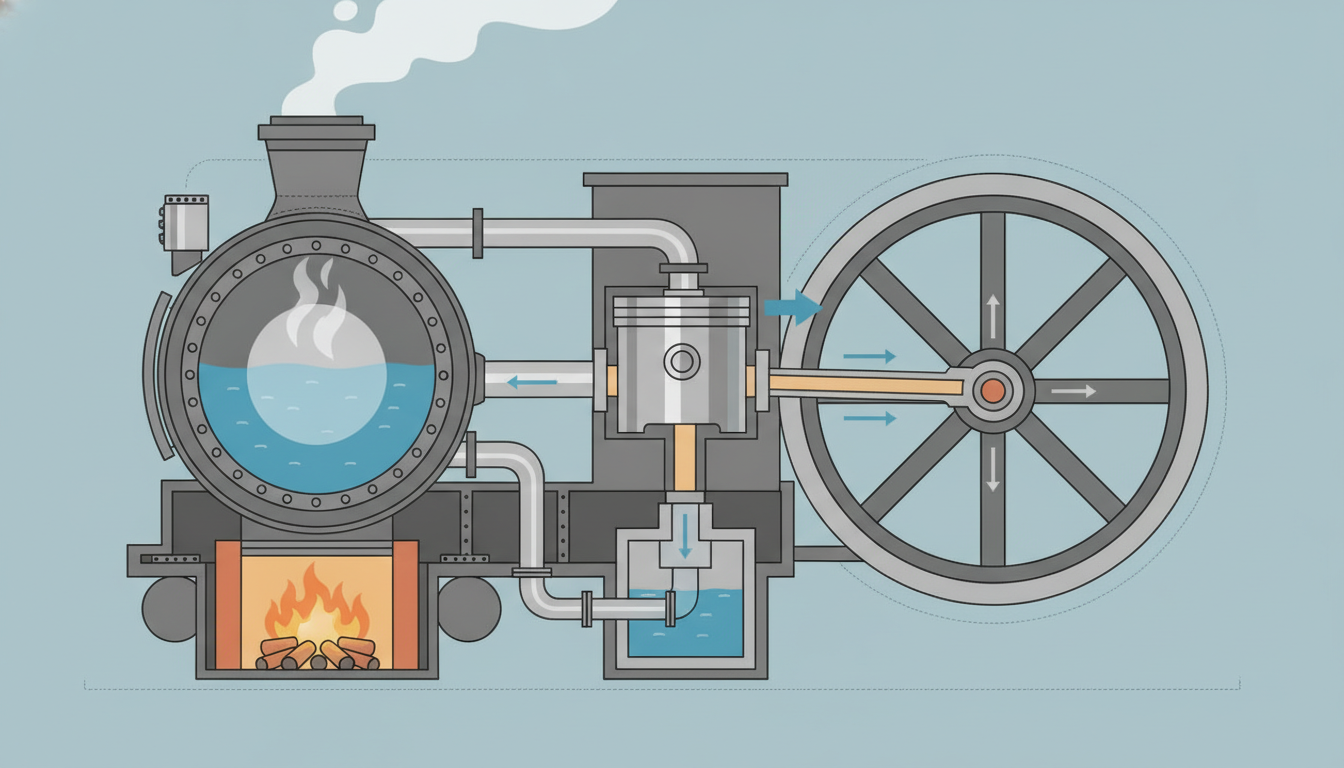 Editorial illustration for: How Do Steam Engines Work?