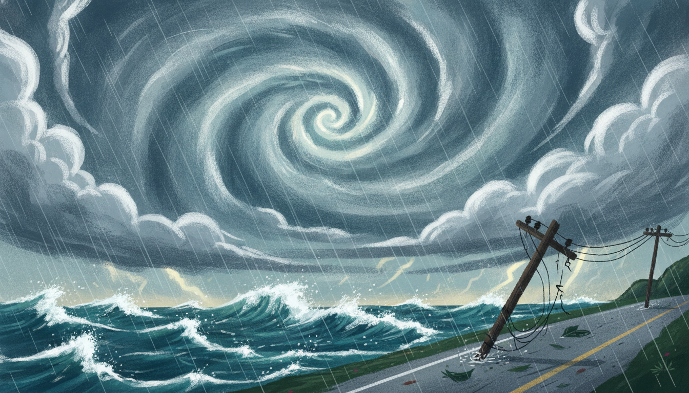 Editorial illustration for: Typhoon Champi Causes Damage and Disruption Across East Asia