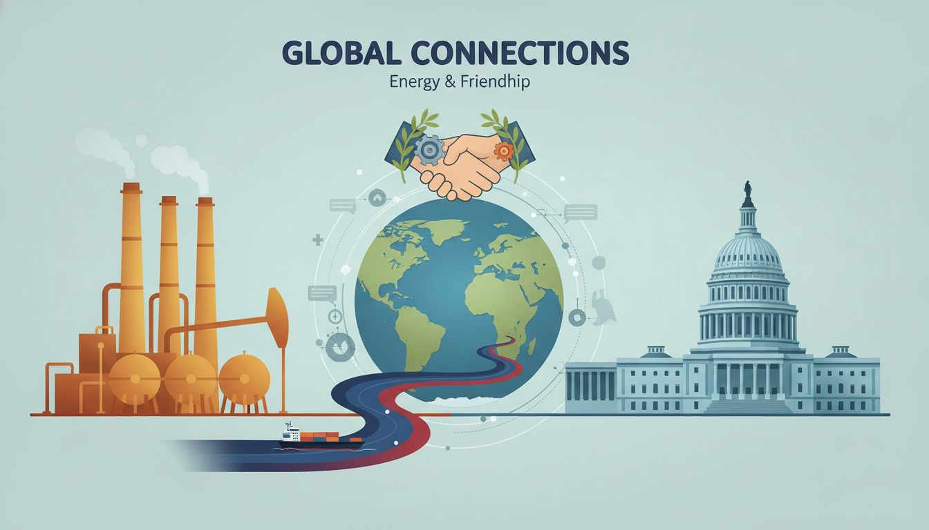 Editorial illustration for: Marco Rubio Visits India Amidst Efforts to Boost Energy Supply and Strengthen Ties
