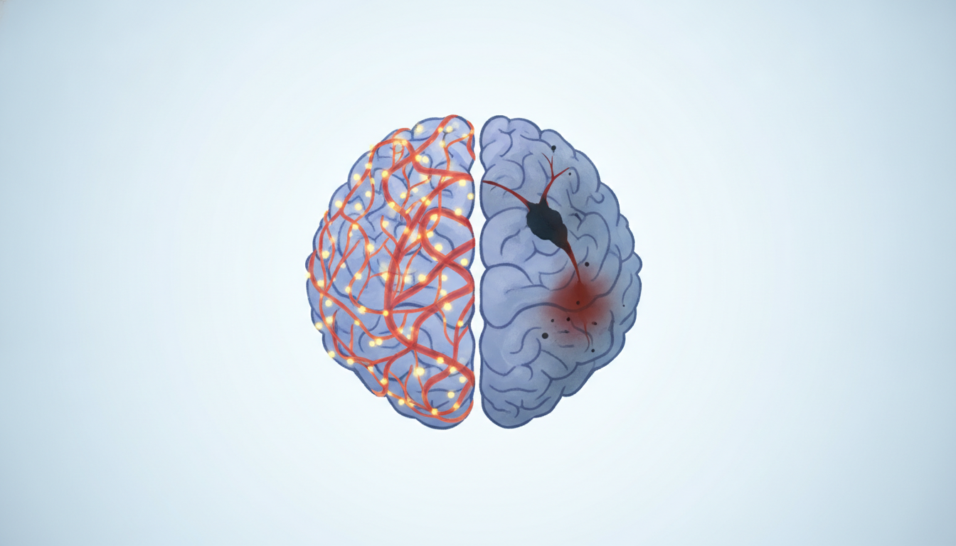 Editorial illustration for: Understanding Strokes: What Happens When Blood Flow to the Brain is Interrupted?