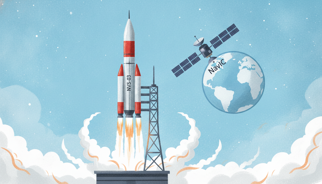 Editorial illustration for: India Launches NVS-03 Navigation Satellite with GSLV Mark II Rocket
