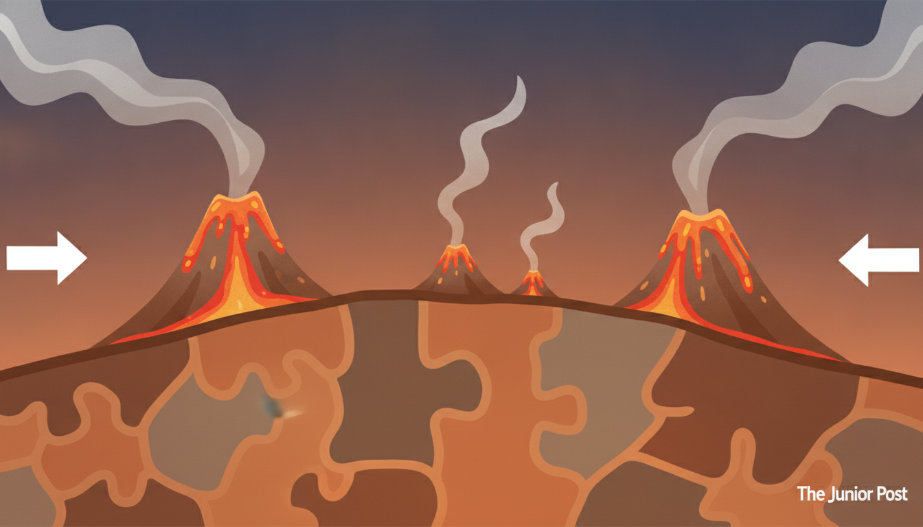 Editorial illustration for: Why Do Volcanoes Form in Specific Places?